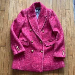 J crew pink diamond weave wool blend coat